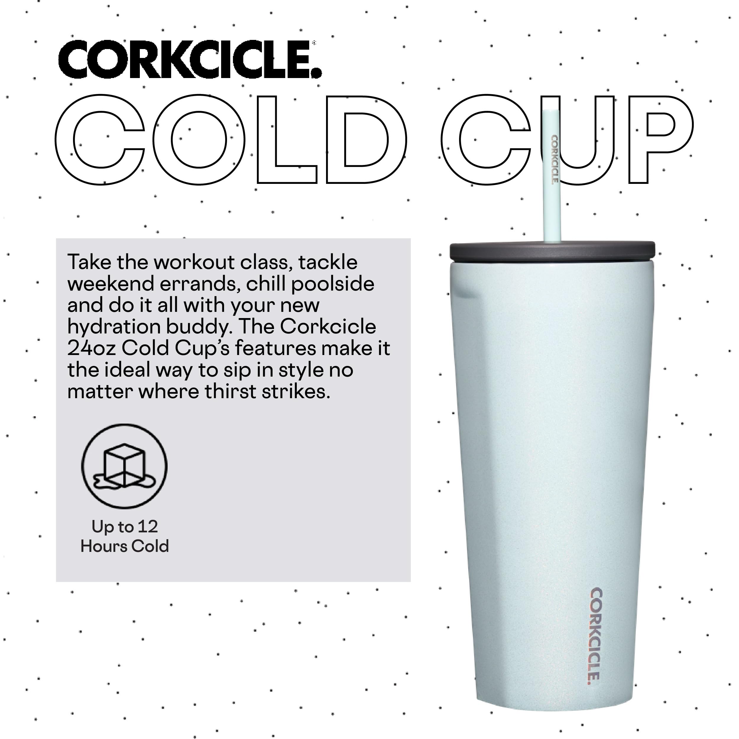 Corkcicle Cold Cup Insulated Tumbler with Lid and Straw, Ice Queen, 24 oz – Reusable Water Bottle Keeps Beverages Cold for 12hrs, Hot 5hrs – Cupholder Friendly Tumbler, Lid for Flexible Sipping