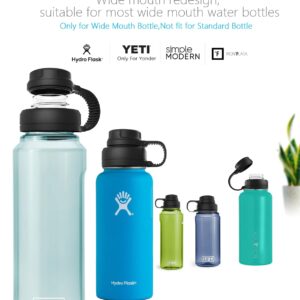 ALIENSX Chug Lid for Wide Mouth Water Bottles, Replacement Tether Cap for Wide Mouth Hydro Flask Rambler 12/16/18/32/40/64 oz and Yeti Yonder 20/25/34/50 oz, Spout Top with Flexible Handle