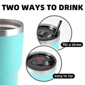 Zibtes 30oz Insulated Tumbler With Lid and Straws, Stainless Steel Double Vacuum Coffee Tumbler Cup, Powder Coated Travel Mug for Home, Office, Travel, Party (Teal 1 pack)