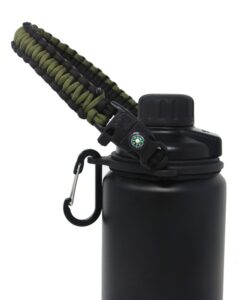 one missionx paracord handle compatible with yeti rambler 36oz 26oz 18oz 12oz 46oz water bottles, durable carrier strap - holder(army green/comp+starter)