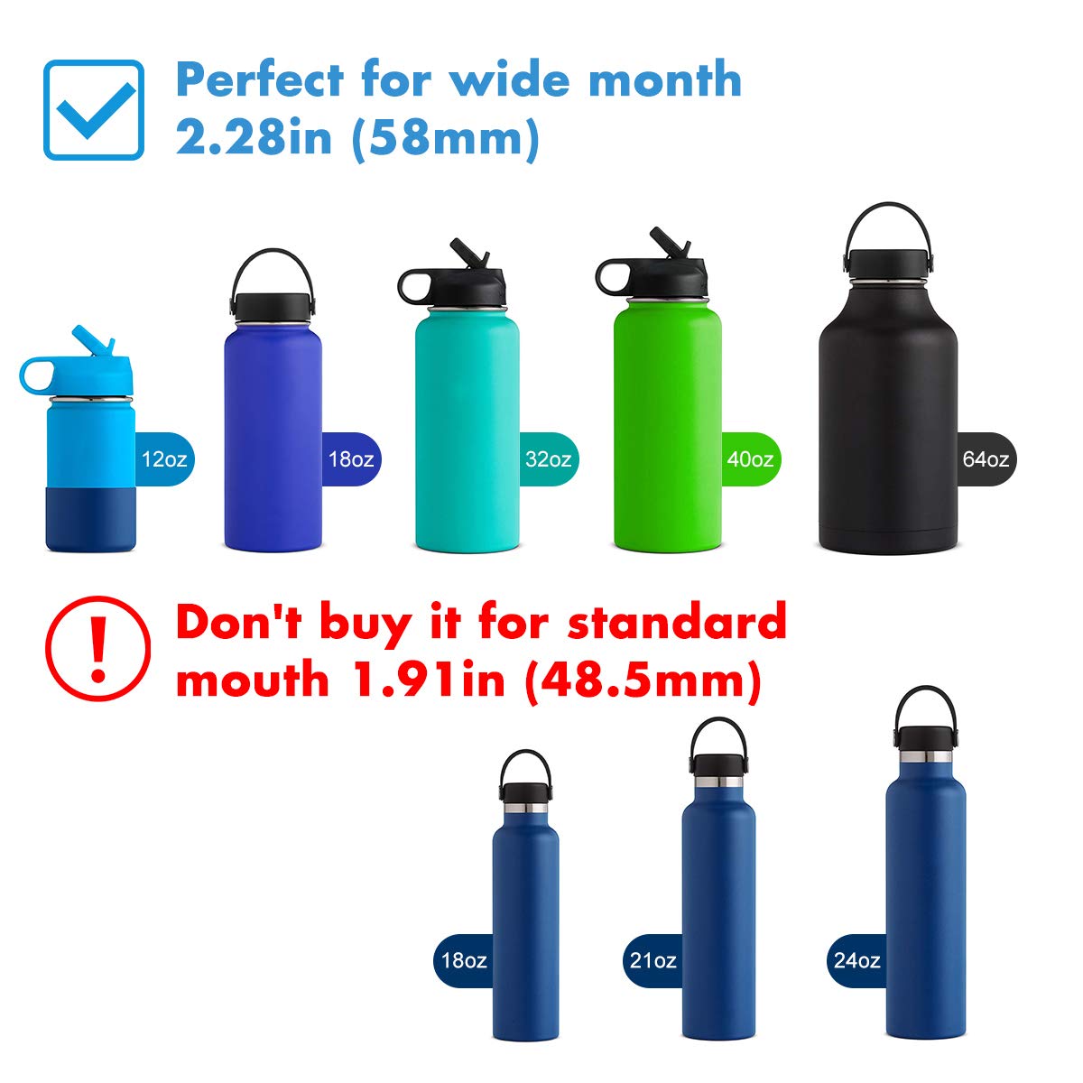 Spout Lid for Hydro Flask Wide Mouth Sport Water Bottles, Replacement Lid Accessories for Hydro Flask Chug lid with Big Handle Easy to Carry, Fits Most Wide Mouth Bottles