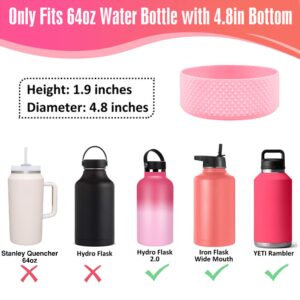 GLINK Bottle Boot, Compatible with Hydro Flask 2.0 Wide Mouth 64 oz Water Bottle and Others, Protective Silicone Bottom Sleeve Cover, Anti-Slip Flex Boot with Diamond Texture (Light Pink)