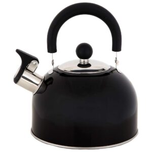 lily's home 2 quart stainless steel whistling tea kettle, the perfect stovetop tea and water boilers for your home, dorm, condo or apartment. (black)