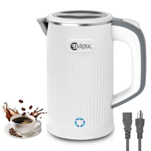 evatek small electric kettle, 600w mini portable tea kettle, travel stainless steel interior hot water boiler, auto shut-off & no base, gift for camping, office, student dormitory