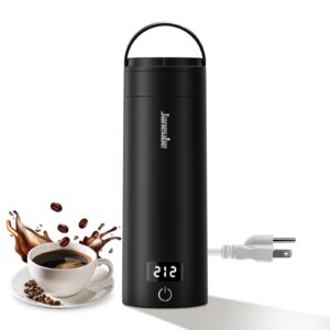 travel portable electric tea kettle, small coffee kettle, mini hot water boiler, 380ml & 304 stainless steel, with 4 variable presets and auto shut-off(black)