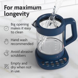 Vianté Electric Kettle With Tea Infuser For Loose Leaf Tea. Hot Tea Maker With Temperature Control And Automatic Shut Off. Tea Kettle With Brewing Programs. 1.5 Liters Capacity | Midnight Blue Color