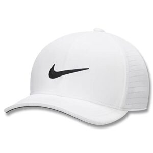 Nike Dri-Fit Aerobill Classic 99 Perforated Golf Dh1341 Cap, White/Black, Large