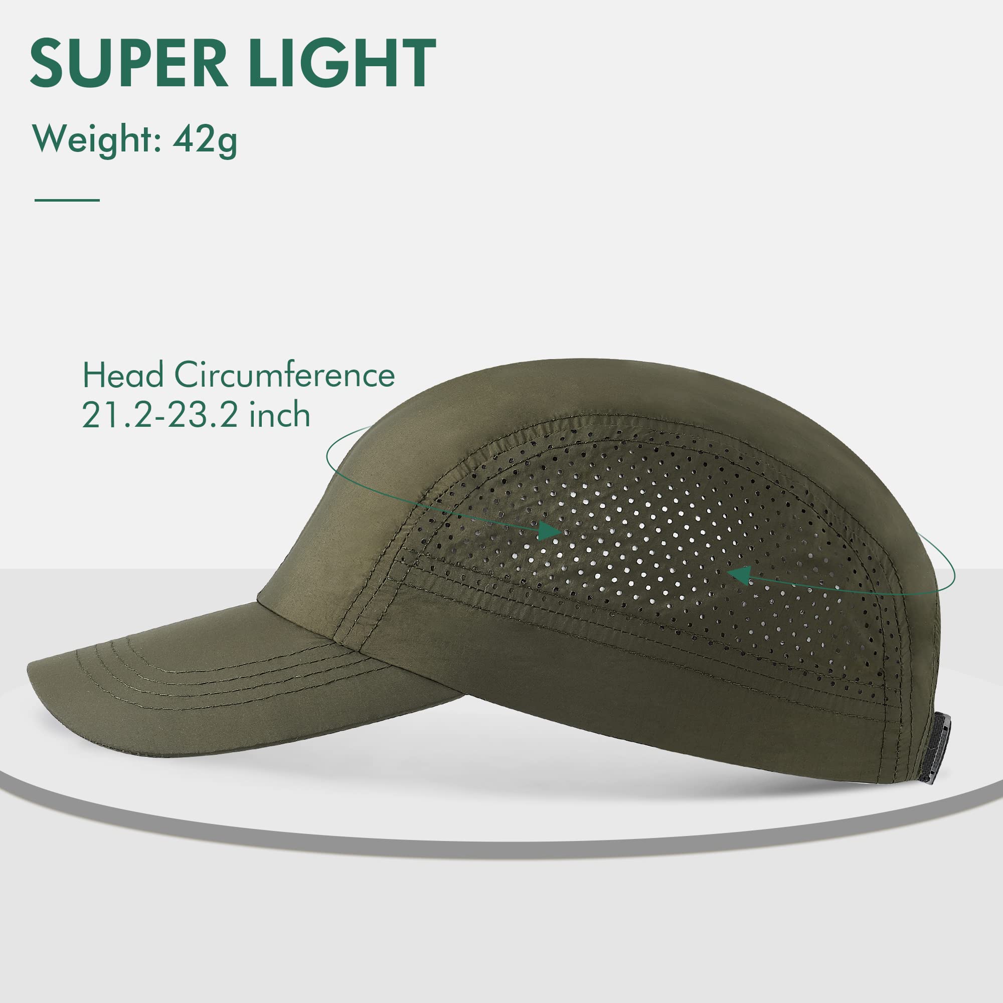 zowya Cool Sun Hat Outdoor Sport Cap Breathable Quick Drying Waterproof Unstructured Running Climbing for Men Women Olive, Light Thin Soft Night Reflection