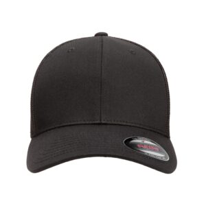 The Hat Pros | Flexfit 6511 Men's Trucker Mesh Cap Fitted Hat OSFM (as1, Alpha, one_Size, Black)