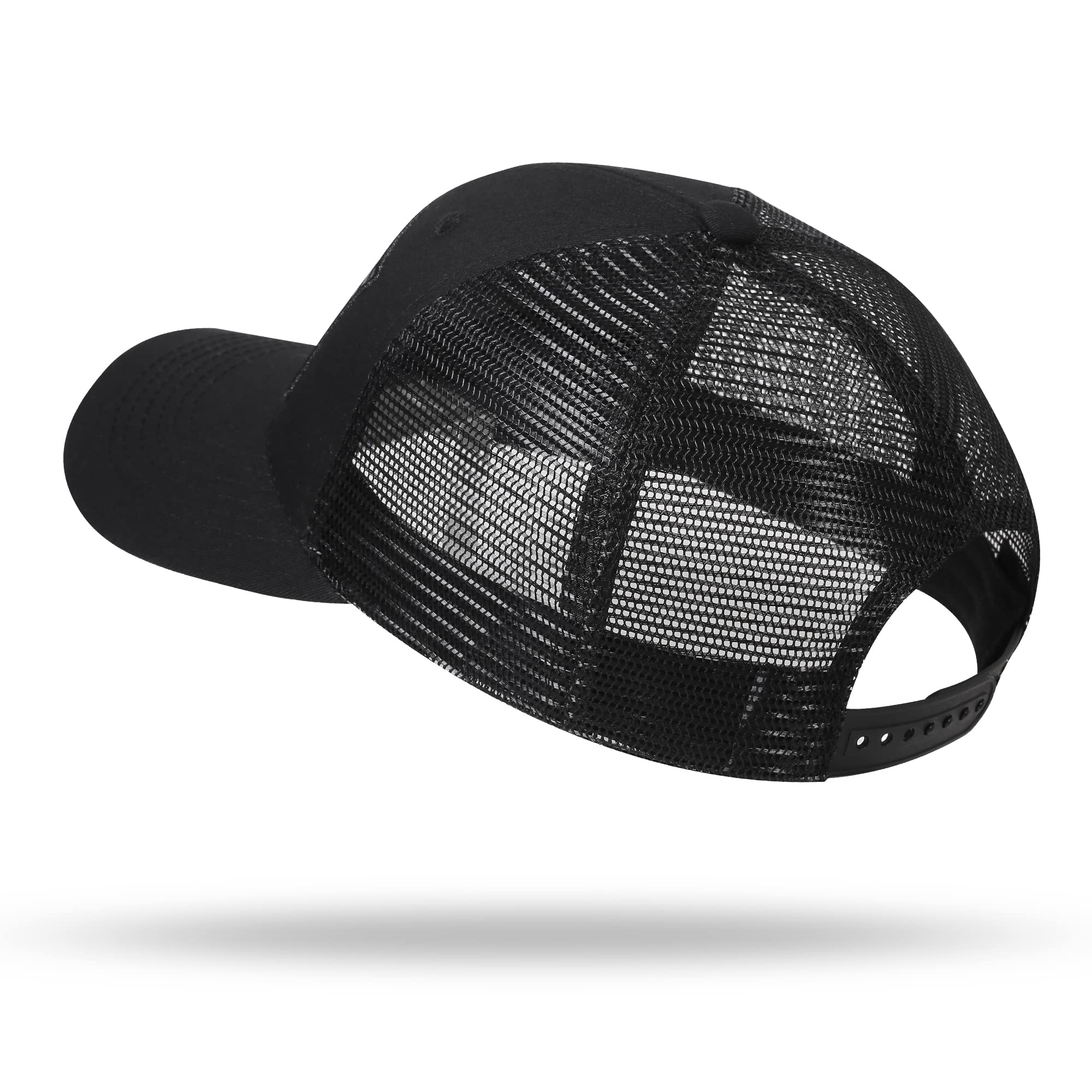 SIBOSHA American Flag Trucker Hat - Baseball Cap for Men & Women, Breathable Mesh, Adjustable Snapback Closure Black/Black