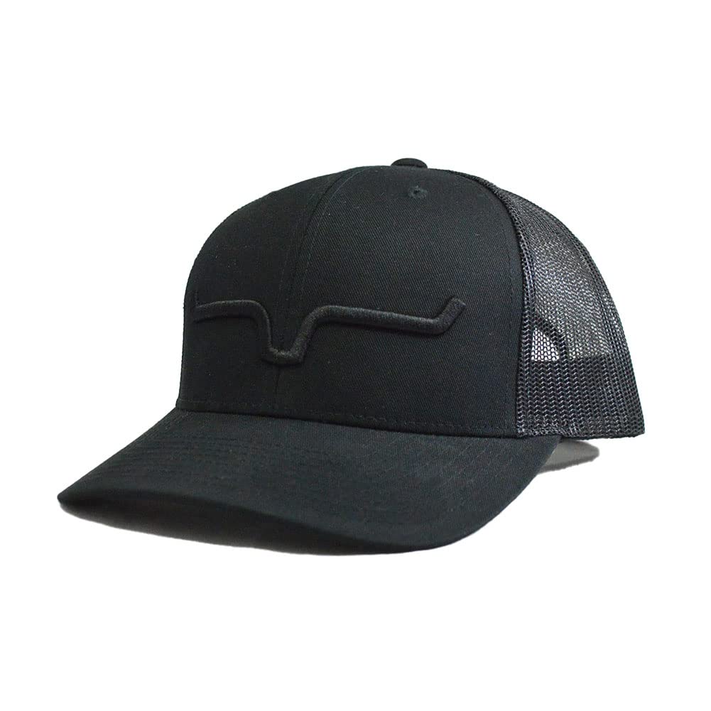 Kimes Ranch Caps Adjustable Snapback Weekly Trucker Hat/Black-Black