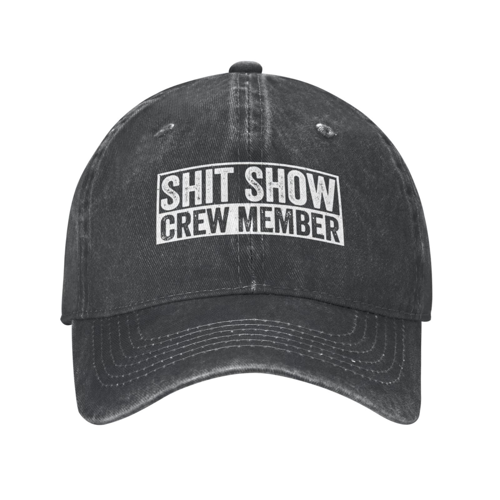 Mens Ball Caps Shit Show Crew Member Vintage Hats for Women Fashion Hats Quick Dry Shit Show Athletic Hats Black