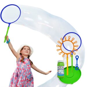 oleoletoy giant bubble wand set: big bubble maker toy for kids and adults with bubble refill, fun outdoor and indoor activity for girls, boys, toddlers and children to enjoy