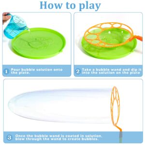 JOYIN Big Bubble Wands Set with with Tray, 21" Giant Bubble Wands Bulk for Kids, Summer, Outdoor Play Period & Birthday Party & Games, 6 Pcs Bubble Solution Suitable, Suitable for All Age People