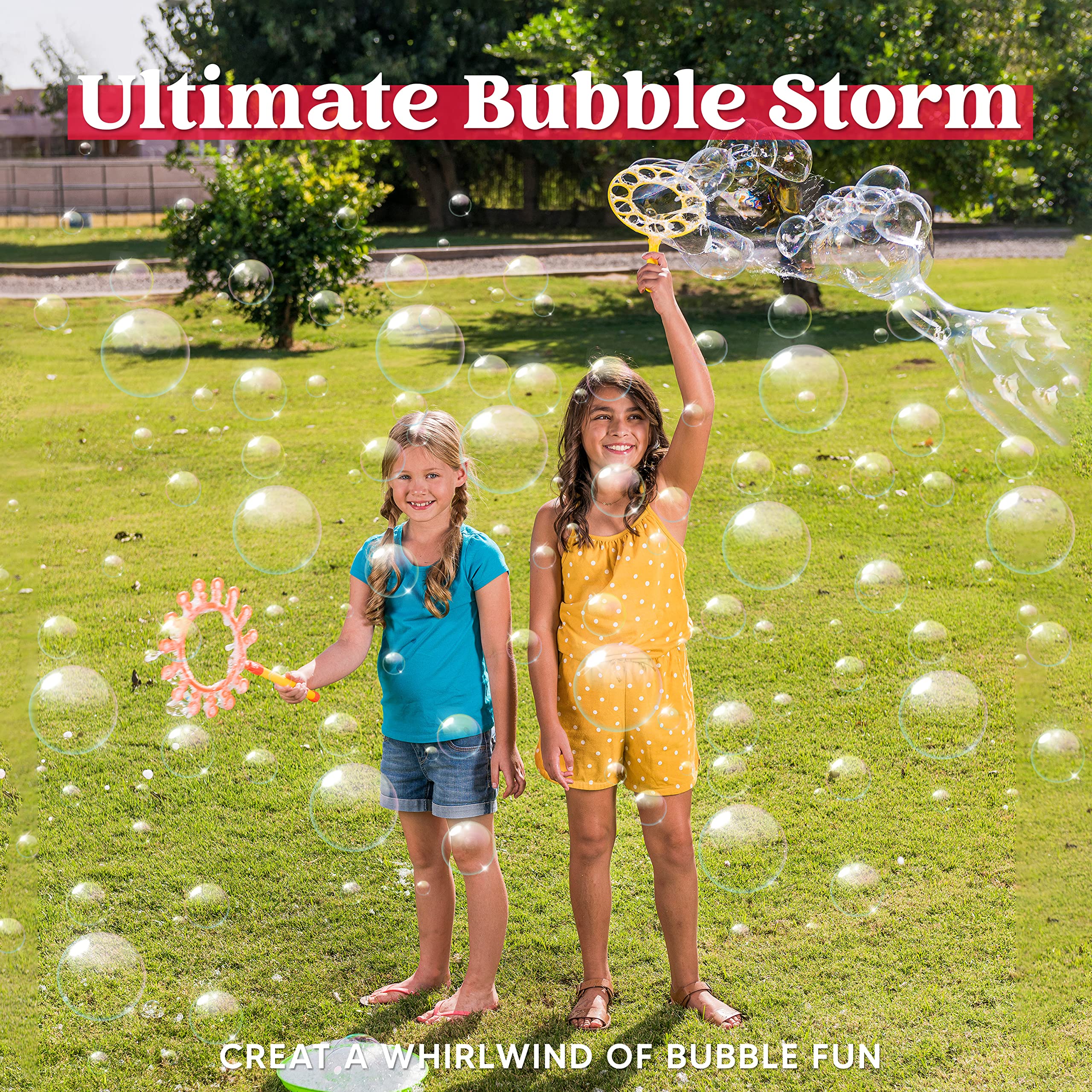 JOYIN Big Bubble Wands Set with with Tray, 21" Giant Bubble Wands Bulk for Kids, Summer, Outdoor Play Period & Birthday Party & Games, 6 Pcs Bubble Solution Suitable, Suitable for All Age People