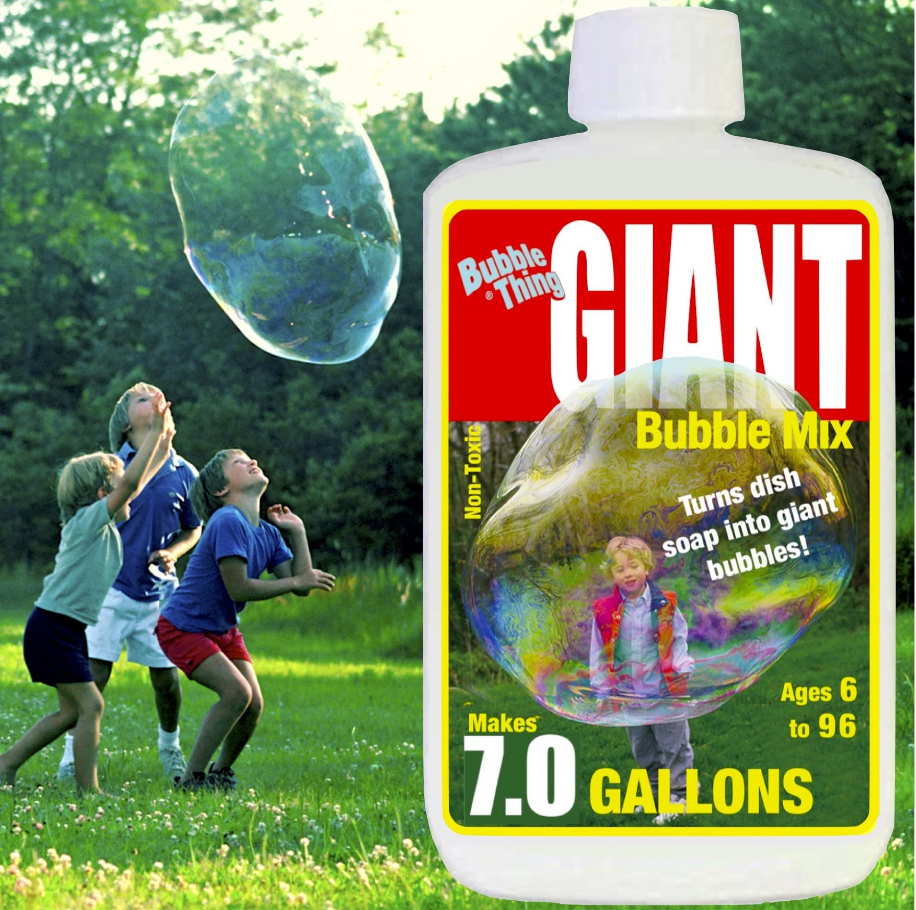 BUBBLETHING GIANT Bubble Mix | Concentrate Makes 7 Gallons Big Bubble Solution for Kids All Ages | Refills Giant Bubble Wands, Toys, Makers | Easy, Safe, Nontoxic Certified