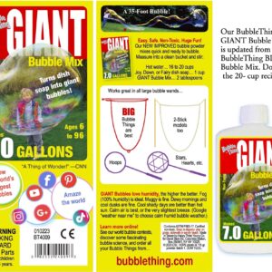 BUBBLETHING GIANT Bubble Mix | Concentrate Makes 7 Gallons Big Bubble Solution for Kids All Ages | Refills Giant Bubble Wands, Toys, Makers | Easy, Safe, Nontoxic Certified