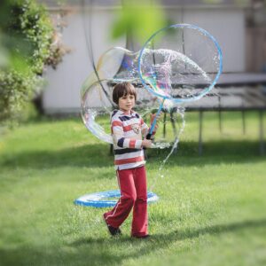 Kid in A Bubble Toy Giant Bubble Wand, Big Bubbles Maker Toy for Kids and Adults, Bubbles Hoop with Inflatable Dipping Pool Tray, Fun Outdoor Toys Playtime Activity Summer Toy, Bubble Show Party Game