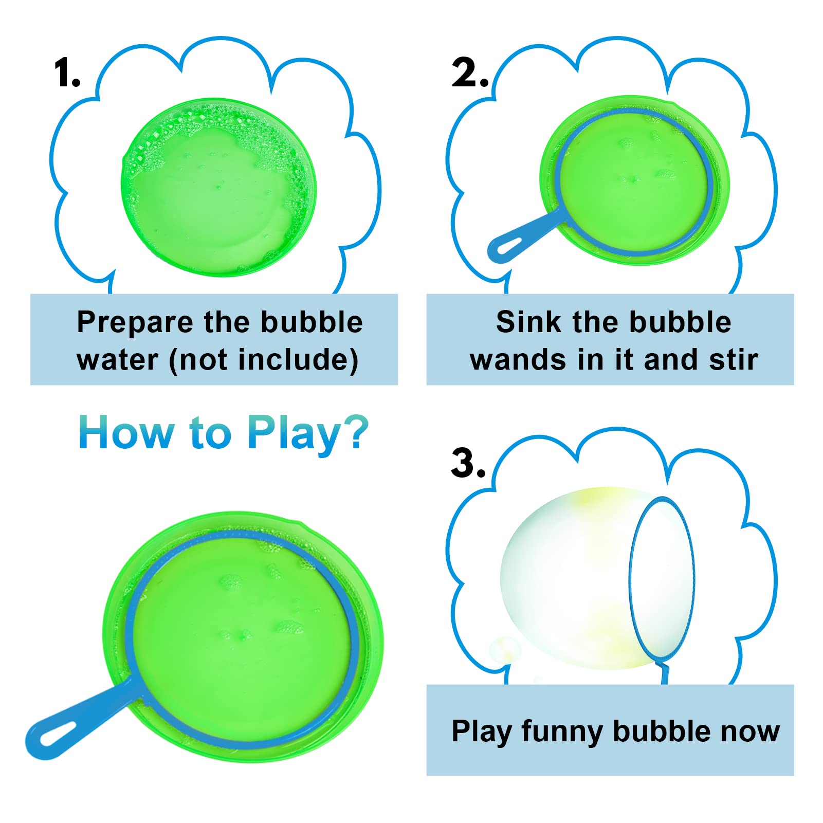 Roberly Bubble Wands Set Toys Big Giant Large Bubbles Wand Toy Sets with Tray Bulk Funny Bubble Making Maker for Kids Adult Summer Outdoor Playtime Activity Party Favors Gifts Birthday Games