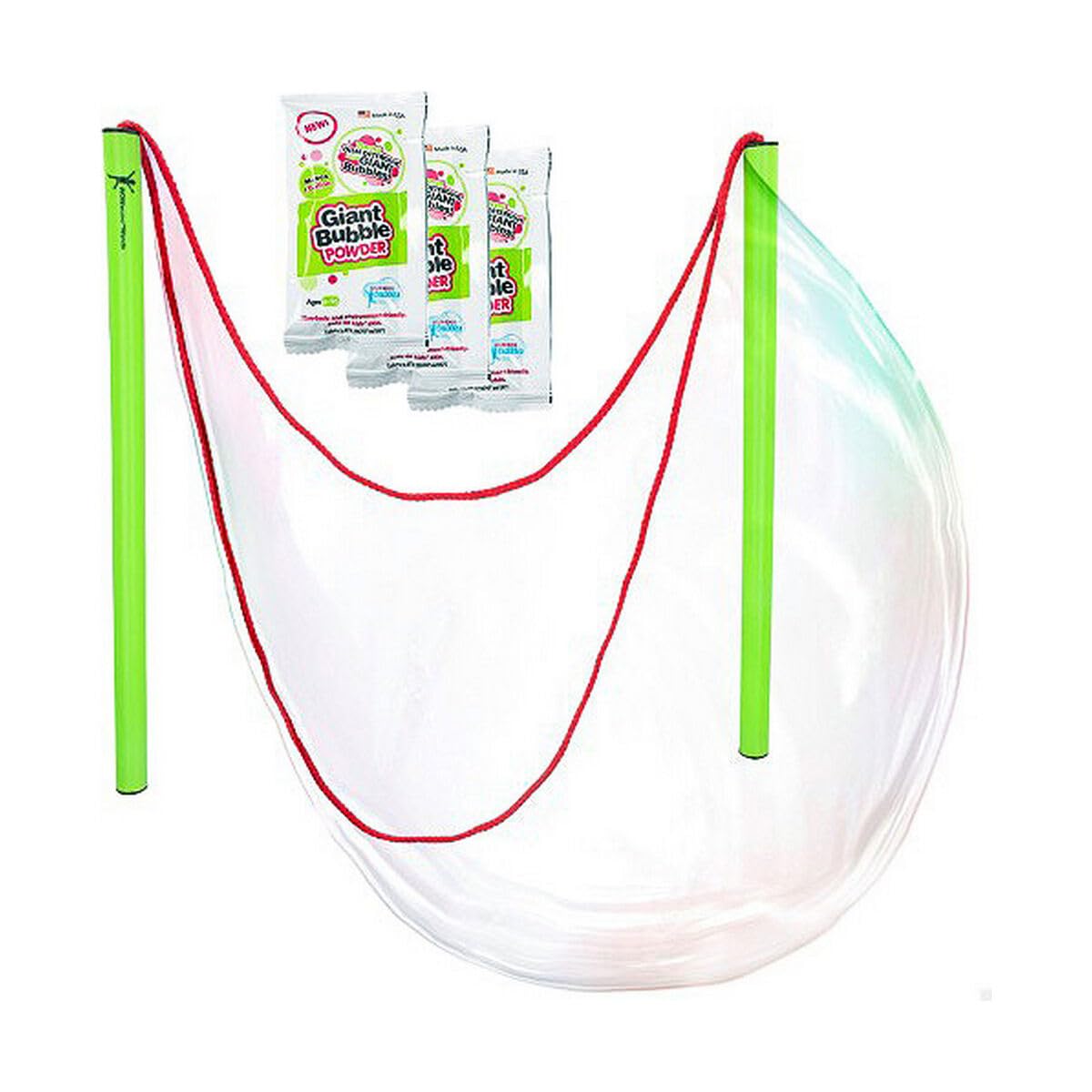 WOWmazing Giant Bubble Powder Kit: Include Large Bubble Wand and 3 Packet of Big Bubble Powder (Makes 3 Gallons) | Outdoor Toy for Kids, Boys, Girls | Powder Made in USA