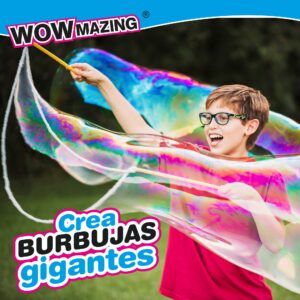 WOWmazing Giant Bubble Powder Kit: Include Large Bubble Wand and 3 Packet of Big Bubble Powder (Makes 3 Gallons) | Outdoor Toy for Kids, Boys, Girls | Powder Made in USA