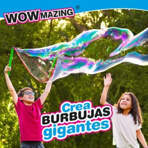 WOWmazing Giant Bubble Powder Kit: Include Large Bubble Wand and 3 Packet of Big Bubble Powder (Makes 3 Gallons) | Outdoor Toy for Kids, Boys, Girls | Powder Made in USA