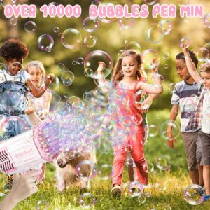 bubble machine gun, 69 holes bazooka bubble machine gun with colorful lights, bubble machine for outdoor indoor, automatic bubble gun for toddlers summer outdoor toys gift for birthday