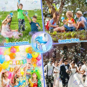 Boerfmo Bubble Gun - Bubble Machine for Kids - 8 Holes Bubbles Wands Blaster with LED Light, Bubble Solution & Batteries - Boys Toys Gifts for Ages 3+, for Outdoor Party, Easter Basket Stuffers