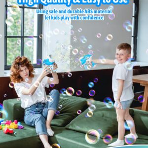 Boerfmo Bubble Gun - Bubble Machine for Kids - 8 Holes Bubbles Wands Blaster with LED Light, Bubble Solution & Batteries - Boys Toys Gifts for Ages 3+, for Outdoor Party, Easter Basket Stuffers