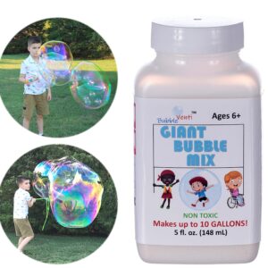 Bubbleventi Giant Bubble Mix | Made in USA |100% Vegan Non-Toxic Powder Makes 10 Gallons of Premium, Big Bubble Solution for kids’ STEM fun | Use in Bubble Wands + Machines