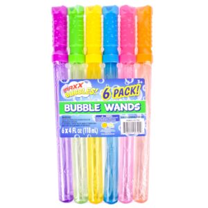 sunny days entertainment maxx bubbles 4oz bubble wands – 6 pack bubble wand toy | summer fun, outdoor birthday party favors for kids, 101799 blue