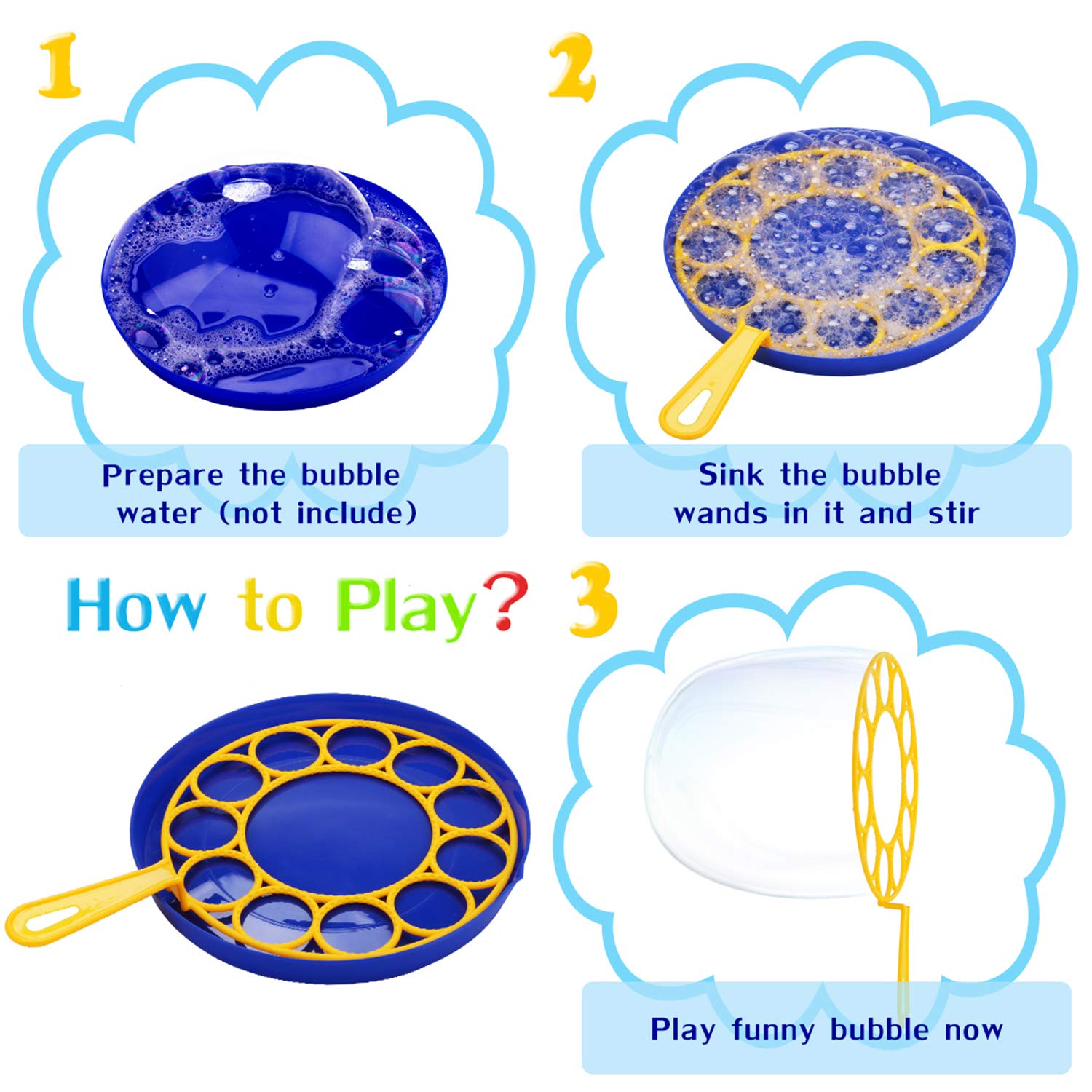 Big Bubble Wands Set Bubble Party Pack Bulk, Funny Bubble Toy Bubble Making Toys for Outdoor, Big Bubble Wands Bulk for All Age People Bubbles Party Favors Supplies