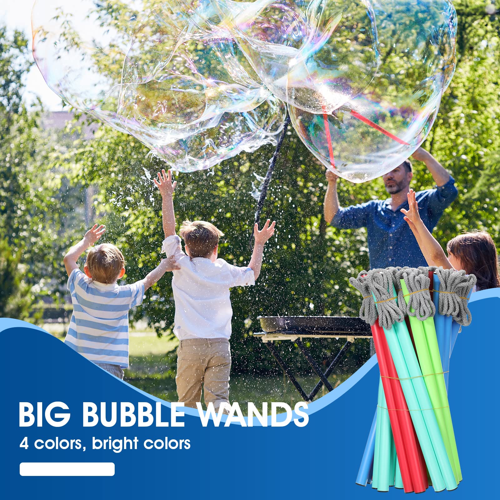 Meooeck Giant Bubble Wands Big Bubble Maker for Outdoor Bubble Toys for Adults Boys Girls Birthday Party Favors Lawn Park Beach Summer Birthday Party Favors Outdoor Activities(16 Pcs)