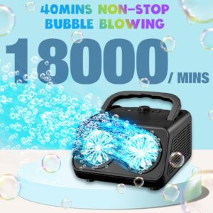 Upgraded Bubble Machine, for Kids Age 3+ Gifts | 18000+ Big Bubbles Per Minute, with 2 Speed, Plug-in or Battery Powered, for Indoor Outdoor Birthday, Wedding, Parties