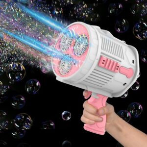 Automatic Christmas Bubble Machine Gun, 36 Holes Bubble Blaster Gun with LED Lights -Outdoor Indoor Bubble Gun Toy Gift for Kids Adults Birthday, Wedding, Holiday, Christmas Party Favor