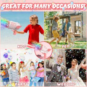 Skirfy Bubble Machine Gun,Easter Gfit Kids Toys 112 Holes Bubble Gun with Colorful Lights and 34 Pack Bubble Solution,Bubble Makers for Kids Age 4-8,Party Favors Outdoor Toys for Wedding Birthday Pets