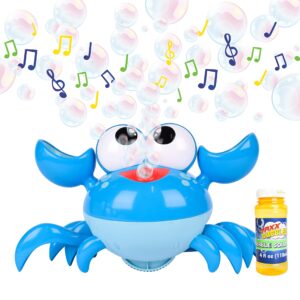 maxx bubbles dancing crab bubble machine - moving bubble blower for kids | lights up and plays music | 4oz bottle of bubble solution - sunny days entertainment,blue