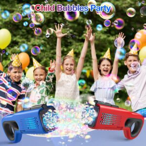 EagleStone 2 Bubble Gun Machine for Kids, Light Up Bubble Blower for Toddlers w/ 4 Refill Solution,20 Concentrates, 10 Holes Automatic Bubble Maker for Bubble Blaster Christmas Outdoor Party Toys