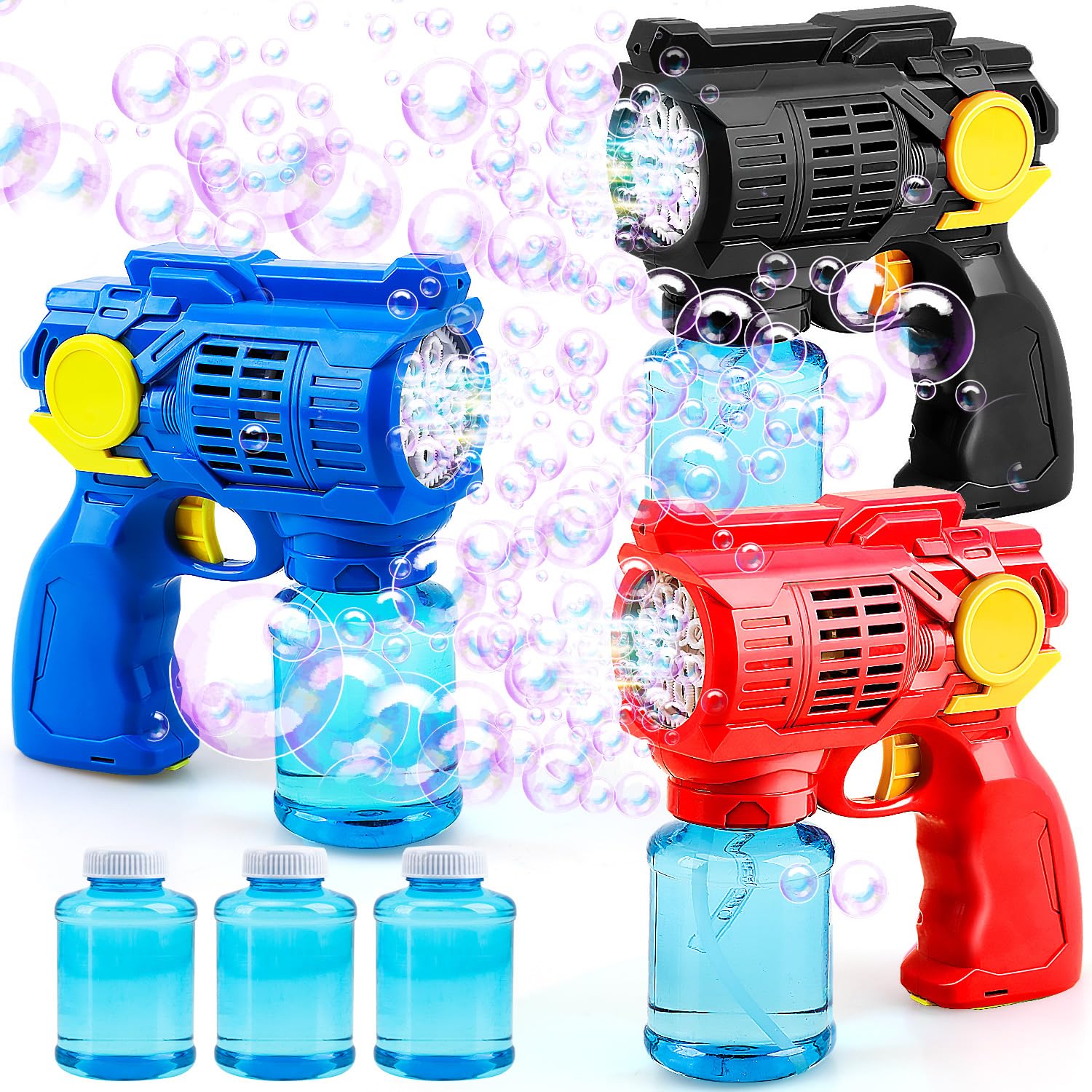 TOY Life 3 Pack Bubble Guns for Kids Outdoor Game for Kids Bubble Machine Bubble Maker Bubbles for Toddlers with Bubble Solutions Automatic Bubble Blaster Gun Bubble Toys Kids Outdoor Activity