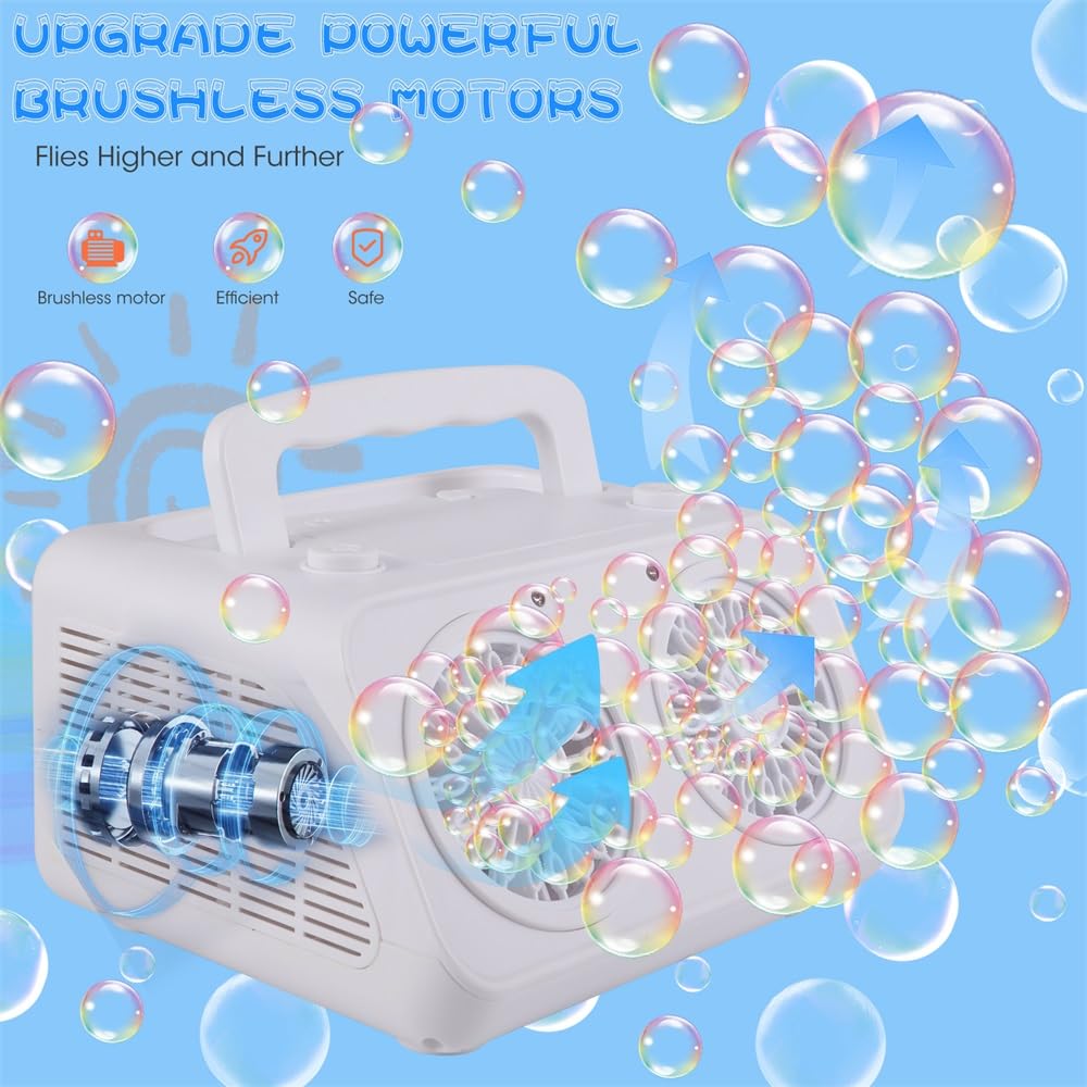 Bubble Machine, Automatic Bubble Machine for Kids 20000+ Bubbles/Minutes, Portable Bubble Machine Battery Operated with 2 Fans, Bubble Maker for Outdoor Indoor Wedding Party