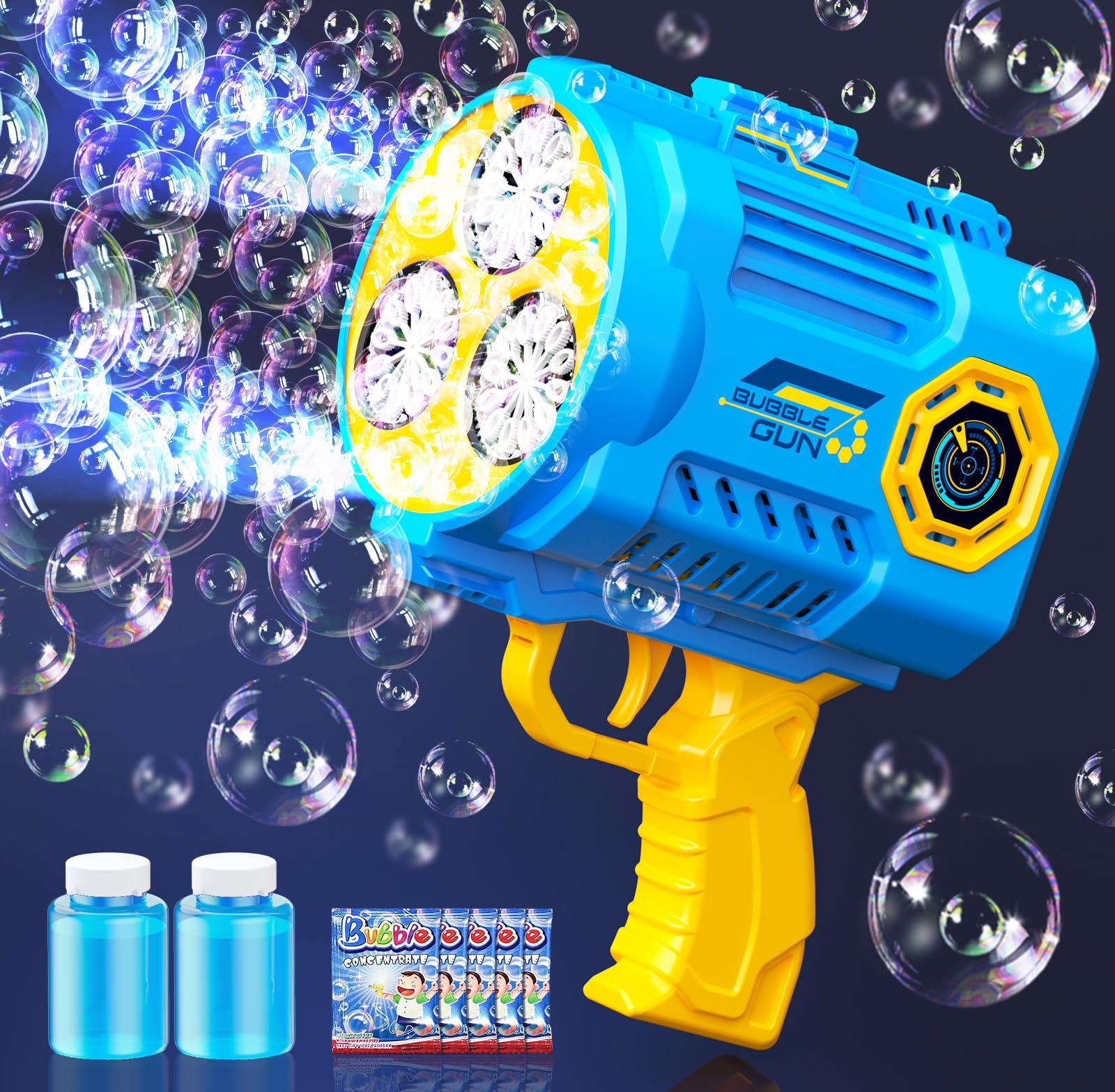 Vewaci Bubble Machine Gun [10,000 Bubbles/Min] [LED Light] Bazooka Bubble Gun, Rechargeable Bubble Blower for Age 3+ Kids/Adults, Birthday Gift Summer Toy for Outdoor Wedding Party