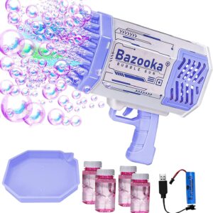 Bubble Gun, Bazooka Bubble Gun, 69 Hole Bubble Gun with 4 Bottles of Bubble Liquid, for Children Adults, Indoor and Outdoor Birthday Wedding Party Events