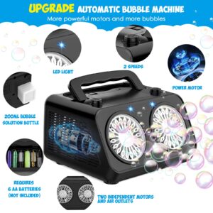 Bubble Machine, Automatic Bubble Blower with 2 Independent Bubble Motors, Bubble Maker for Kids with 30000+ Bubbles Per Minute, Outdoor Toys for Parties, Birthday, Wedding, Christmas