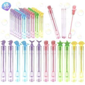 48pcs mini bubble wands bubble party favors 6 style summer outdoor indoor gifts bubbles bulk birthday thanksgiving christmas celebration activities supplies decorations toys for kids boys girls