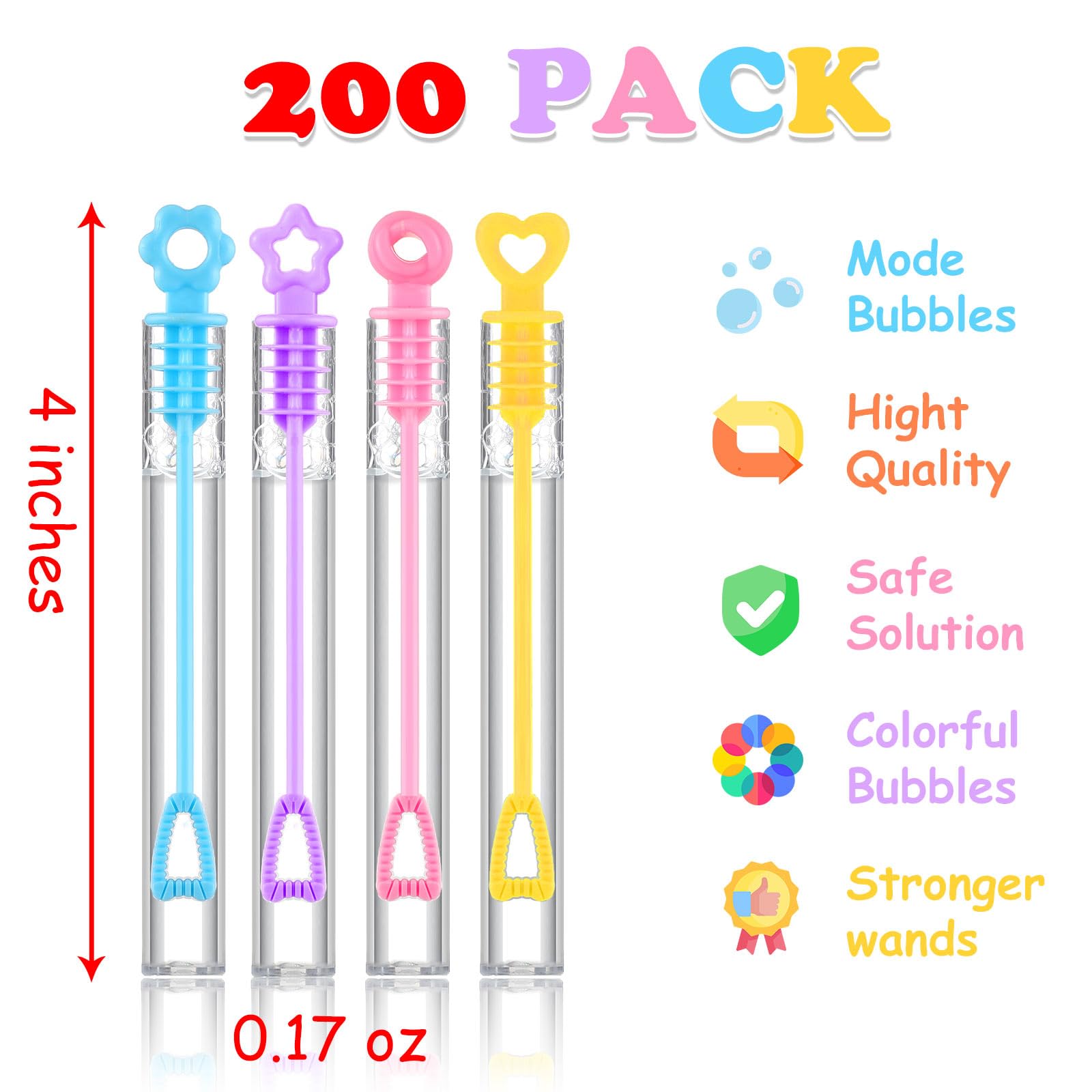 Libima 200 Pcs Bubble Party Favors Mini Bubble Wand Bulk with Display Box, Pastel Bubble Wand Sticks for Princess Party Supplies, Birthday, Wedding Decoration, Goody Bag Fillers, Carnival Prizes