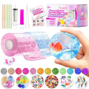 axolotl nano tape bubble kit, double sided tape elastic bubbles diy craft kit, stress balls toys, squishy ball, anxiety relief toy, party favors and fidget toys for girls, boys, kids