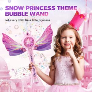 Dolanus Bubble Wands for Kids Girls - Bubble Machine with 7 Bubble Solutions & 3 AA Batteries, LED Light & Music, Outdoor Party Birthday Toddler Girl Toys, Gift for 3 4 5 6 7 8 Year Old