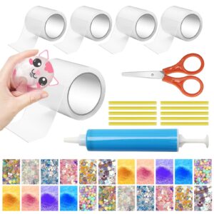 5+35 pieces nano tape bubbles kit, anglecai 5 pack double sided tape plastic super elastic bubbles nano tape diy craft kit for party favors