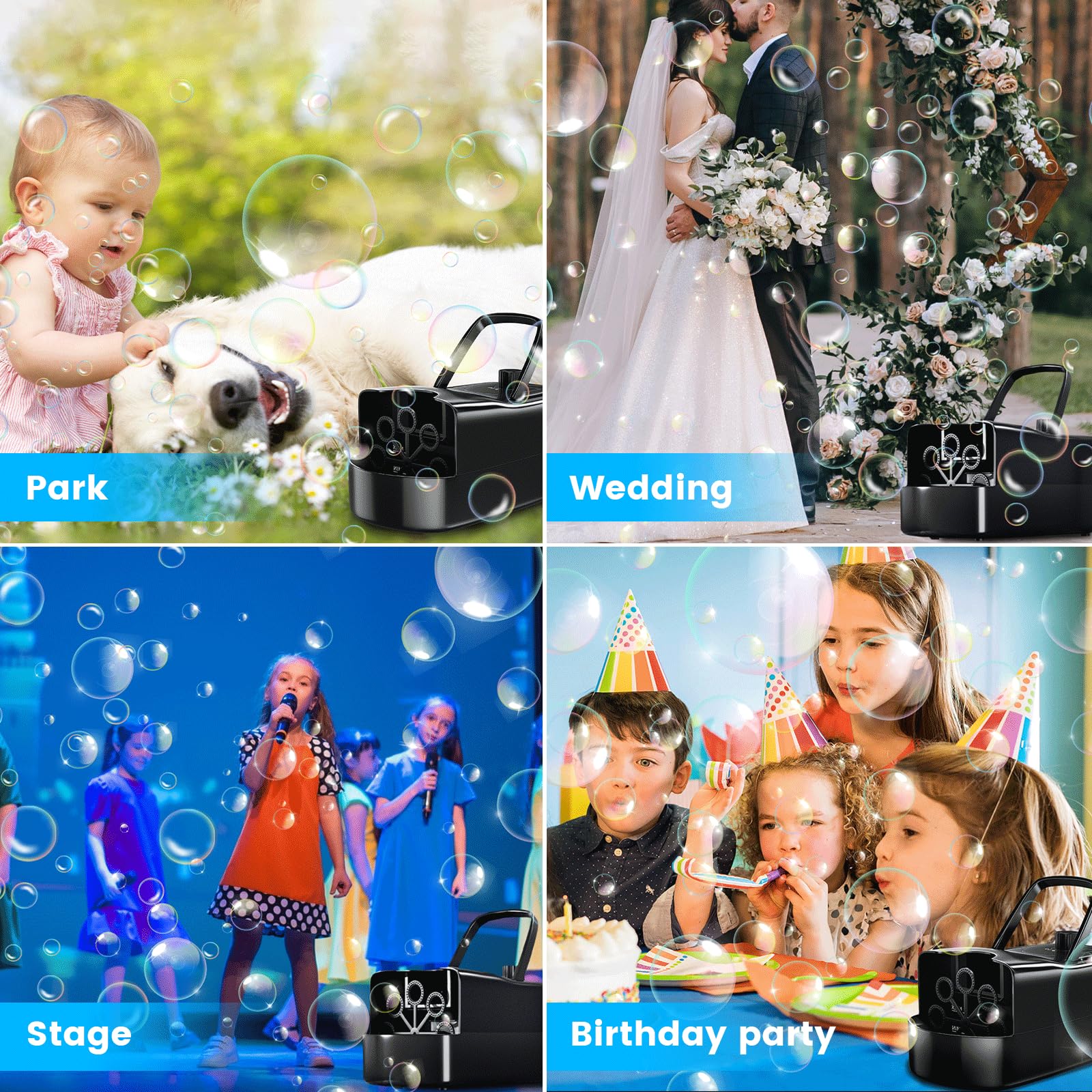 Bubble Machine, Electronic Bubble Blower, Automatic Bubble Maker, Portable Decoration Accessory for Weddings, Kids, Party