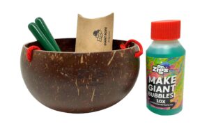 dr zigs eco giant bubble kit - coconut set - renewable bucket, sustainable wands and professional grade solution.